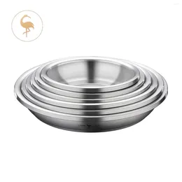 Plates 6 Pcs LFGB Certificate 304 Stainless Steel Plate Set 18cm-28cm Family Dinner Dish Durable Tableware Cutlery For Salad Barbecue