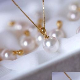 Pendant Necklaces Natural Akoya Seawater Pearl Necklace Pearly Beautif Beads Fl And Round Simple Style Fashion Light Luxury Jewellery Dr Dhwan