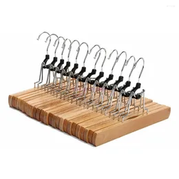 Hangers 50pcs El Wardrobe Skirt Hanger Wooden No Trace Clip Type Storage Drying Rack Trouser Clothes Collection Home Anti Fall