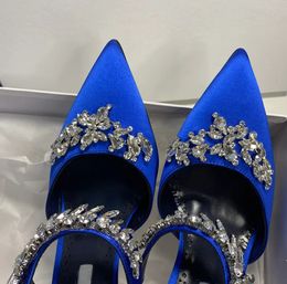 2024 Women Pumps Pointed Toe Baotou slippers 90mm Thin High Heels Rhinestone high-heeled shoes for Style Summer and Spring multi-function designer Sandals
