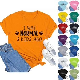 Women's T Shirts I Was Normal 3 Kids Sweatshirt For Women Short Sleeve Shirt Loose Womens Turtleneck Long Tops Wine