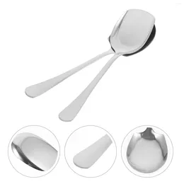 Spoons 2 Pcs Flatware Male Spoon Stainless Steel Scoop Public Serving Large Kitchen Gadgets El