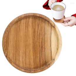 Table Mats Decorative Wooden Coasters Anti Scalding Round Acacia Wood Cup Beer Decor With Lip Stackable Creative