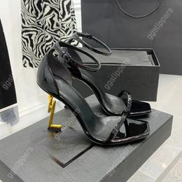 Designer high heels sandals patent leather Gold Tone triple black nuede red women lady fashion sandal Party Wedding Office pumps