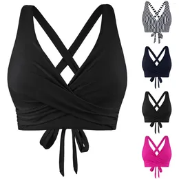 Women's Swimwear Women Lace Up Tops Underwire Full Coverage Bikini Top Push Swim Crop Tie Back Bathing Suit Swimsuit With Shorts