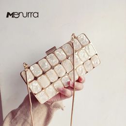 Women Evening Bag Acrylic Marble Handbags Glitter Party Clutch Luxury Square Wedding Bags Casual Vintage Box 240315