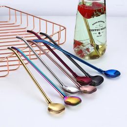 Drinking Straws 7PCS Metal Straw Portable Spoon Eco-Friendly Stainless Steel Long Mate Functional Bar Accessories Tea Yerba