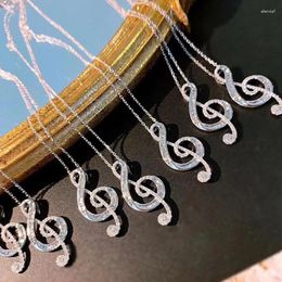 Pendant Necklaces Aesthetic Music Mark Shaped Women Necklace Stylish Lady's Accessories For Concert Party Inlaid CZ Fashion Jewellery