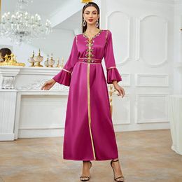 Ethnic Clothing Ramadan Eid Mubarak Evening Dresses For Women Satin Abaya Dubai Saudi Turkey Islam Pakistan Muslim Long Dress Kaftan Robe