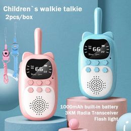 Kids Walkie Talkie 2PCS Electronic Toys Childrens 1000mAh Gadgets Radio Phone 3km Range Christmas Birthday Gifts For Boys Girls 240318