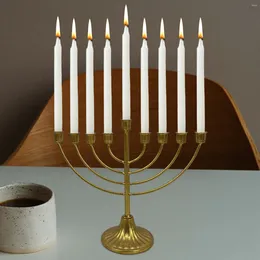 Candle Holders 7/9 Branch Jewish Candlestick Holder Hanukkah Gold Iron Cup Home Decoration For Desk Bedroom Fireplace