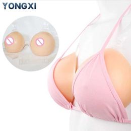 Breast Pad YONGXI Silicon Pusssyfor M en Fake Breast With Transparent Shoulder Strap Huge Boobs for Mastectomy Drag or Sissy Dresses 240330