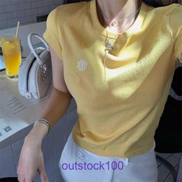 Brand summer women and men t shirt online shop Horseshoe Sanskrit Embroidered Short sleeved Tshirt for Womens Summer Small Pure Have Real Logo F93L