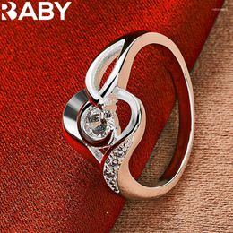 Cluster Rings URBABY 925 Sterling Silver Zircon Heart Ring For Women Wedding Engagement Bride Eternal Band Fashion Party Jewelry Gift