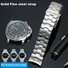 Components for Panerai Strap Men's Steel Band Pam441 111 Solid Stainless Steel Butterfly Watch Chain 24mm Accessories