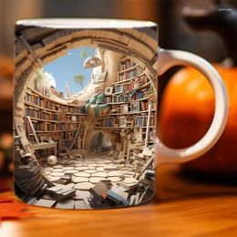 Cups Saucers Bookshelf Library Book Coffee Mugs Mug Infuser Tea Cup Office Water Gift Drinkware Kitchen Dining Bar Home