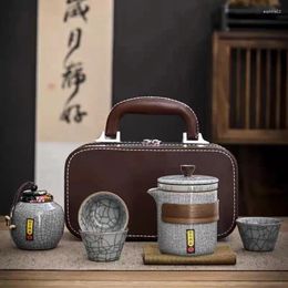 Teaware Sets Tea Set Chinese Outdoor A Pot Of Three Cups With Cans Travel Portable Bag Camping Supplies