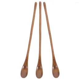 Coffee Scoops 3Pcs Wood Honey Spoon Salad Serving Soup Spoons Wooden