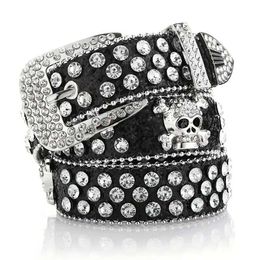 Belts Glamorous Rhinestone Skull Rivet Belt Womens Designer Belt Luxury - Perfect for Jeans and Suits! Chain belt Q240401