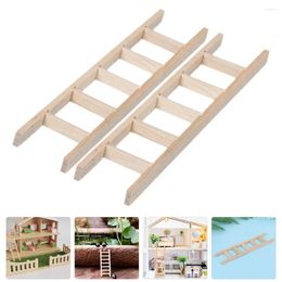 Garden Decorations 2 Pcs House Ladder DIY Craft Accessory Decor Miniature Ornaments Outside Furniture Wooden Stairs Fairy