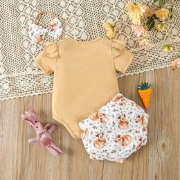 Clothing Sets Infant Baby Girl Easter Outfit Letter Print Short Sleeve Romper With Shorts Set Clothes