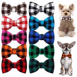 Dog Apparel 50pcs Cotton Glaid Bowtie Sliding Pet Collar Bow Bulk Small Cat Tie For Dogs Pets Grooming Accessories
