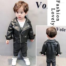 Jackets Boys Leather Jacket Solid Colour Boy Coats Kids Casual Style Children Spring Autumn Clothes For