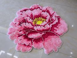 Carpets Vintage Style Red Peony Flower Carpet Thick Living Room And Bedroom Area Rug Pink Door Mats Wedding Parlour Hallway Rugs