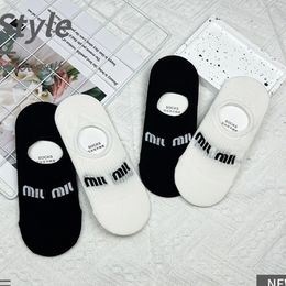 Women Girl Letter Invisible Socks for Spring Summer Letter Breathable Short Sock White Black