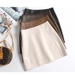 Genuine Leather Sexy Mini Skirt Women Spring South Korean Fashion High Waist Aline street 240401