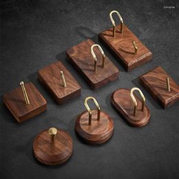 Hooks Punch-free Home Solid Wood Bathroom Square Sticky Hook Walnut Wall Clothes Bedroom Hat Elegant