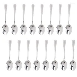 Spoons 16 Pcs Teaspoons Set Stainless Steel Durable Small Metal Dessert Spoon For Home Kitchen-ABUX
