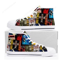 Flats Guns N Roses Heavy Metal Rock Band High Top High Quality Sneakers Men Women Teenager Canvas Sneaker Custom Casual Couple Shoes
