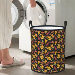 Laundry Bags Beer Oktoberfest Pattern Circular Hamper Storage Basket Waterproof Living Rooms Of Clothes