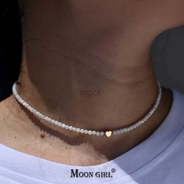 Anhänger Halsketten Natürliche Muschelperlen Herz Halsband Mode Edelstahl Halskette für Frauen Kupfer Stern Collares Para Mujer MOON GIRL Design 240330