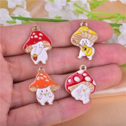 charms Enamel Lovely Mushroom Guitar Charms Pendants Bracelet Earrings Necklace For Jewelry Making Accessories