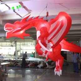 High quality Customised Hanging giant inflatable flying dragon with LED light by led contorl for nightclub decoration