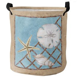 Laundry Bags Ocean Starfish Shell Rope Summer Foldable Basket Kid Toy Storage Waterproof Room Dirty Clothing Organizer