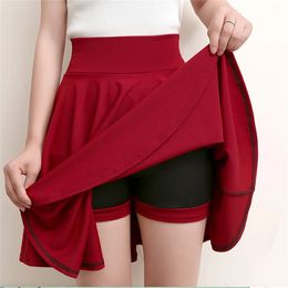Summer Fashion Shorts Skirts Womens School Korean Style Red Black Mini Pleated High Waist Aline Female Skirt 240401