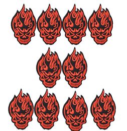 10PCS red skull badge patches for clothing iron fashion patch for clothes applique sewing accessories stickers on clothes iron on 4054824