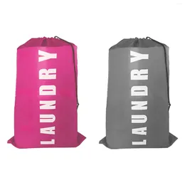 Laundry Bags 2pcs Portable Bathroom Machine Washable Gym Extra Large For Dirty Clothes With Drawstring Travel Bag Home Sturdy Camping
