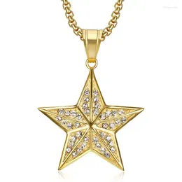 Pendant Necklaces Necklace CZ Luxury Fashion Hiphop Jewelry Gift Stainless Steel Hip Hop Iced Out Pentagram Star Women 's Men