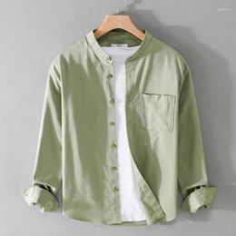 Men's Casual Shirts Italy Style Cotton Long-sleeve Quality Shirt Men Brand Trendy Comfortable Stand Collar With Pocket 5 Colour Top Chemise