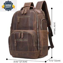 Backpack Vintage Crazy Men's Horse Leather 15.6" Laptop Bag Large Capacity Business Travel Hiking Shoulder Daypacks 2251