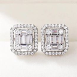Stud Earrings Geometric Square Shaped Series CZ For Women Ear Piercing Luxury Fashion Wedding Trend Jewellery