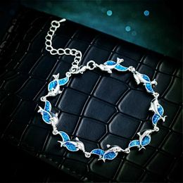 Chain Fashionable Summer Style Dolphin Blue Flame Protein Stone Ocean Bracelet Womens Boho Animal Bracelet Beach Ocean Jewellery Bijoux Women 2020 Q240401