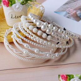 Headbands 9 Styles Fashion Pearl Headband For Women Girl Hair Hoop Female Mesh Band Korean Fairy Hairpin Simple Temperament Princess H Dhdtw