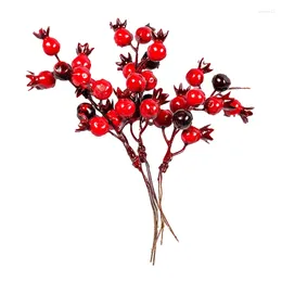 Decorative Flowers 3pcs Christmas Artificial Pomegranate Branch DIY Wreath Simulation Plant Wedding Xmas Tree Decor Ornament Party Supply