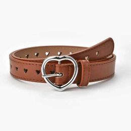 Belts Fashionable childrens artificial belt cute peach shaped buckle girls solid belt love eyeliner grommet belt Q240401