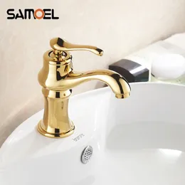Bathroom Sink Faucets Basin Golden Finish Mixer Taps Single Hole Faucet WashbasinTorneira Banheiro G1028